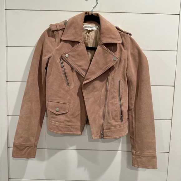NWOT Robert Rodriguez blush suede moto jacket - Picture 1 of 6